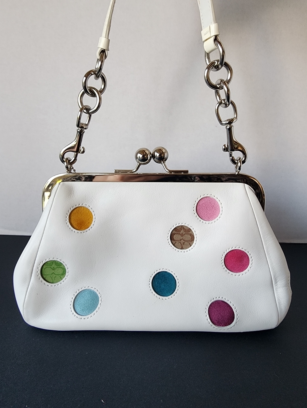 Coach RARE Vintage Special Edition Polka Dot Framed Kisslock Mini Bag, EUC, 2005 - Picture 2 of 14
